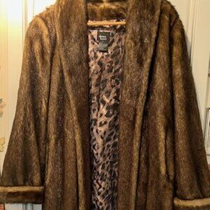 Dennis Basso Faux Fur Full Length Coat with Scarf